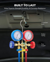 Load image into Gallery viewer, Comprehensive 5FT AC Manifold Gauge Kit with Color-Coded Hoses &amp; Adapters