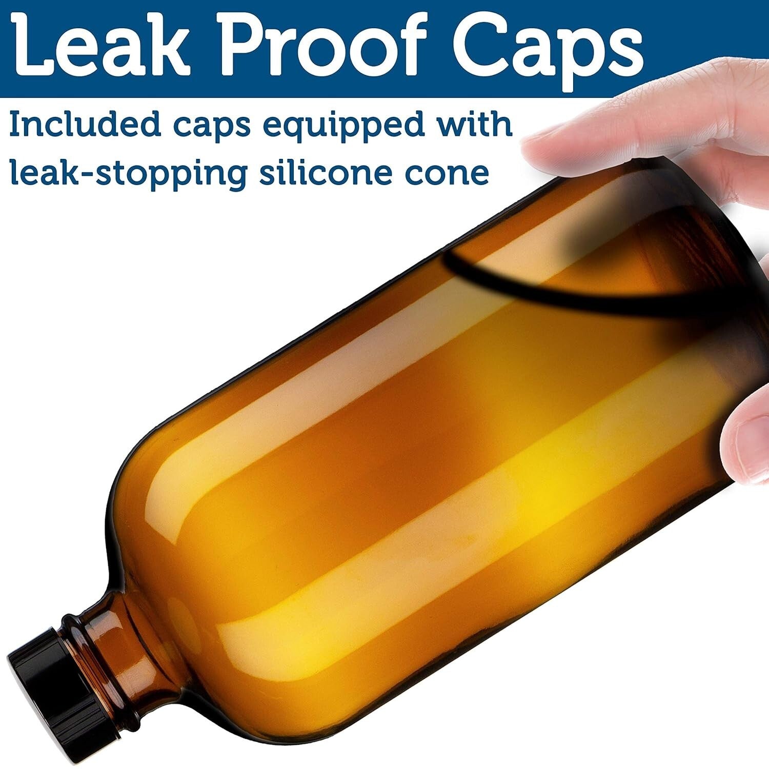 Refillable 16 oz Amber Glass Spray Bottles with Mist & Stream Settings - 6 Pack