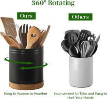 Load image into Gallery viewer, Extra Large Kitchen Utensil Holder - 7.6" Rotating Ceramic Crock in Black