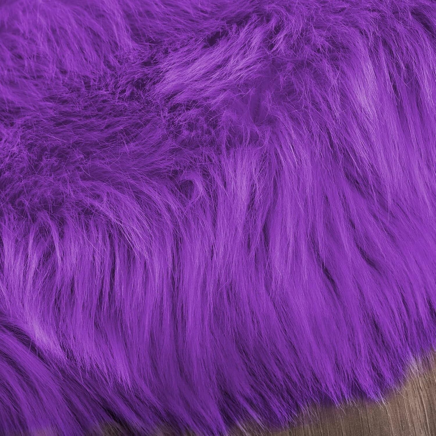 5ft Round Fluffy Purple Faux Fur Rug - Stylish Boho Decor for Living Spaces
