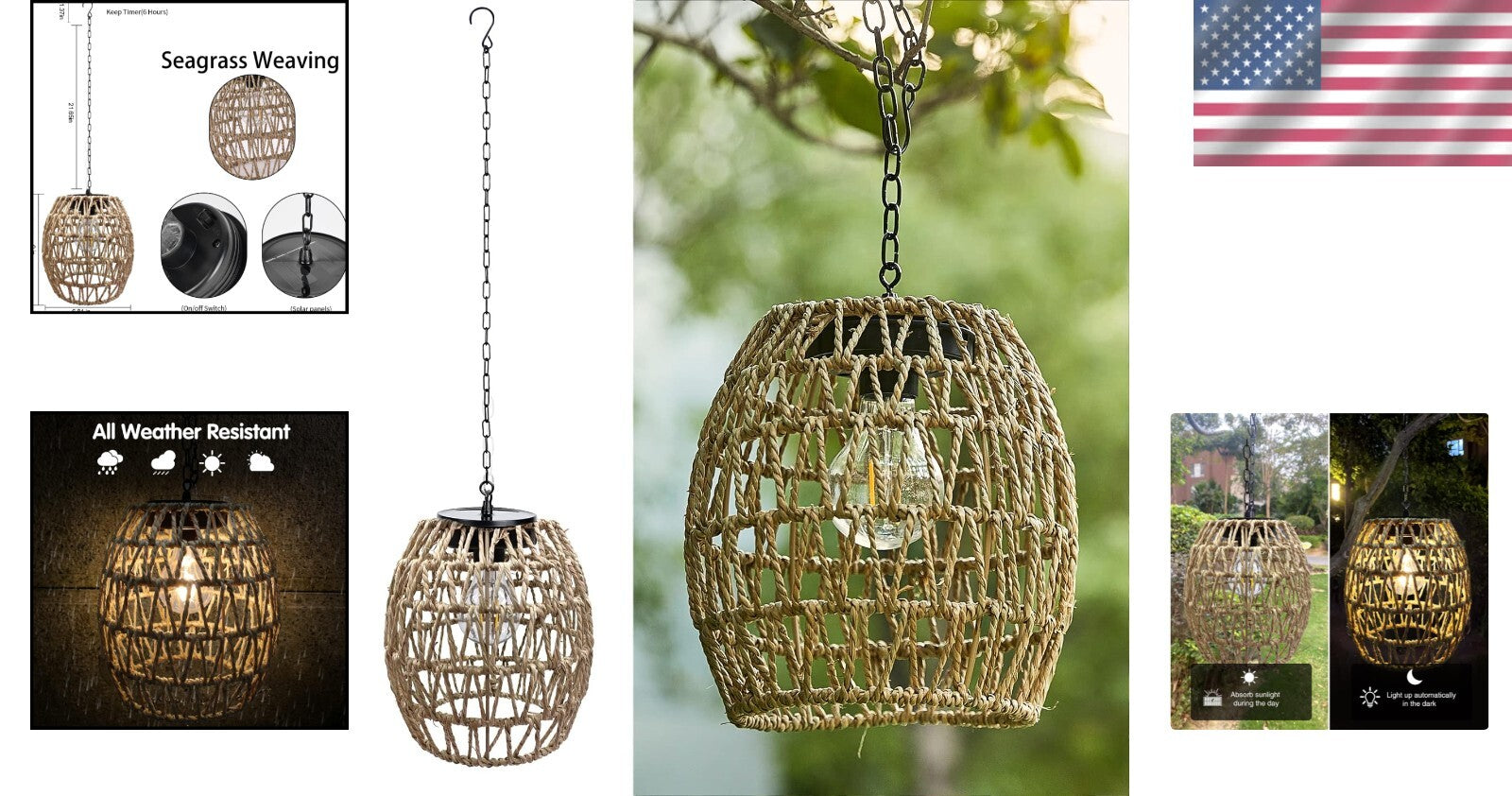 Charming Outdoor Solar Lantern - Woven Bamboo for Garden and Patio Lighting