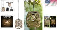 Load image into Gallery viewer, Charming Outdoor Solar Lantern - Woven Bamboo for Garden and Patio Lighting