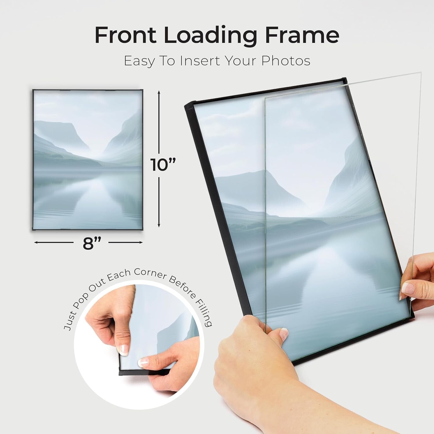 Versatile 8x10 Picture Frames Set of 6 - Display Portrait or Landscape Photos
