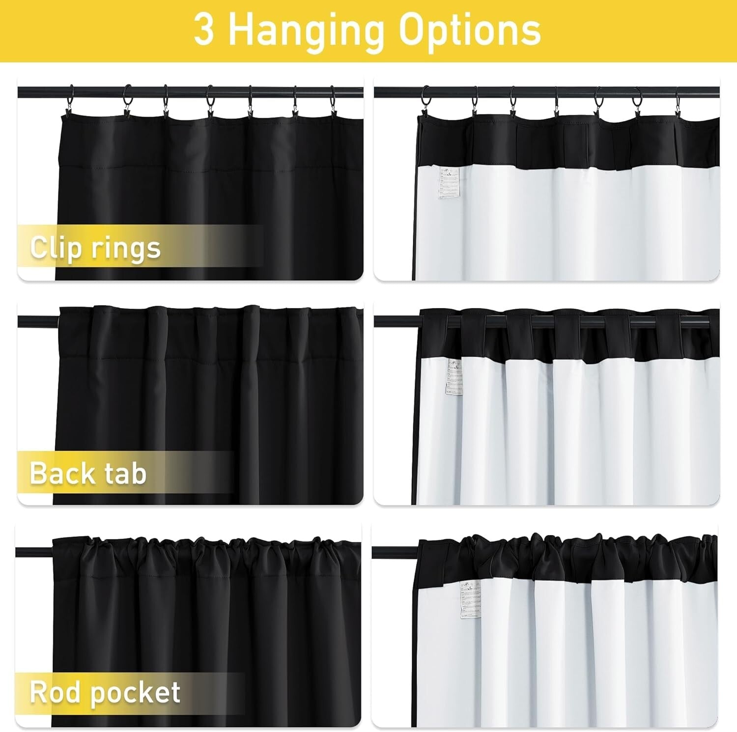 100% Blackout Back Tab Curtains - Thermal Insulated Noise Reduction Drapes, 5...
