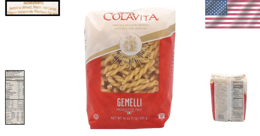 Authentic Italian Gemelli Pasta - 1 lb Pack of 20 - Durum Wheat & Natural Water