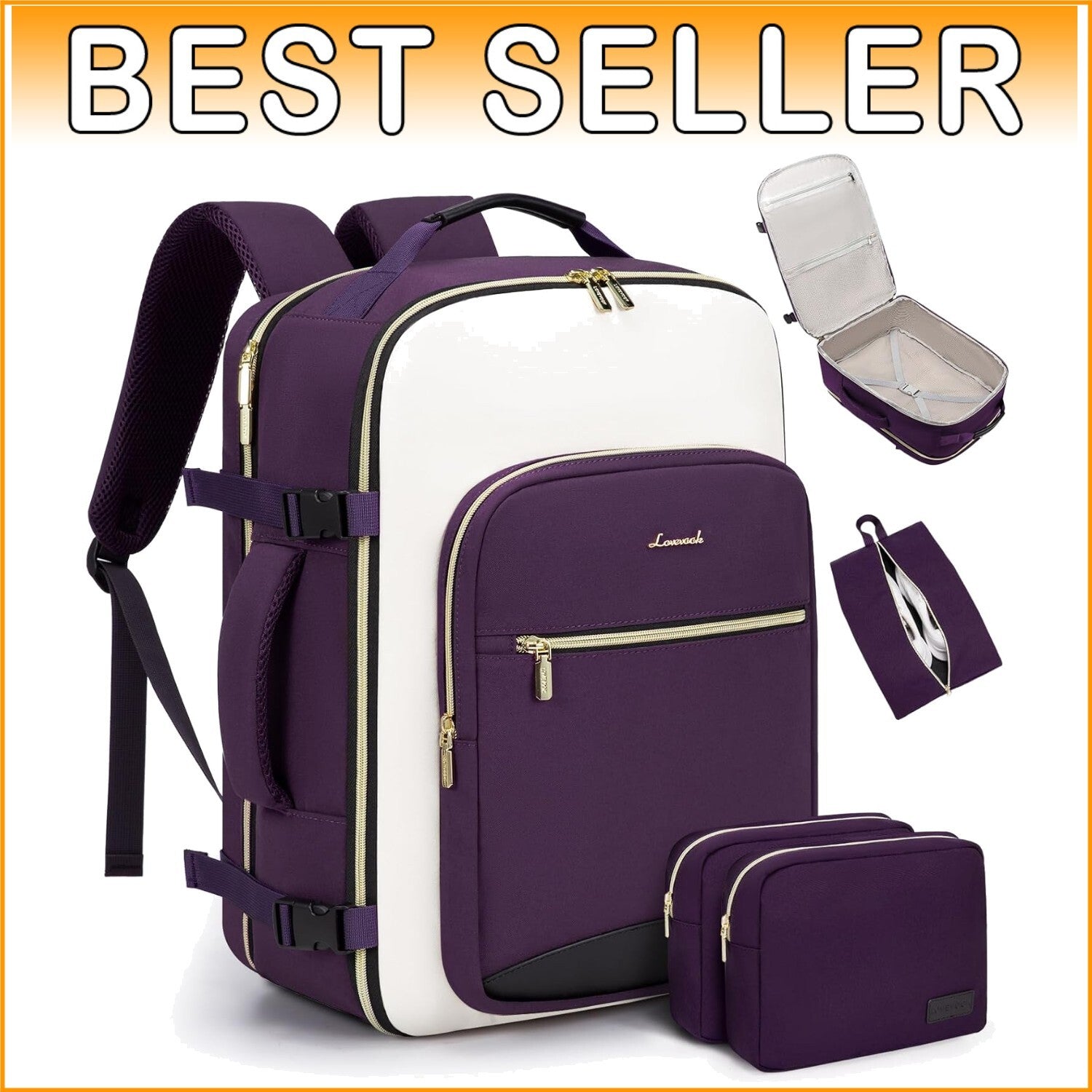 50L Airline Approved Carry On Backpack with Packing Cubes for Travel Comfort