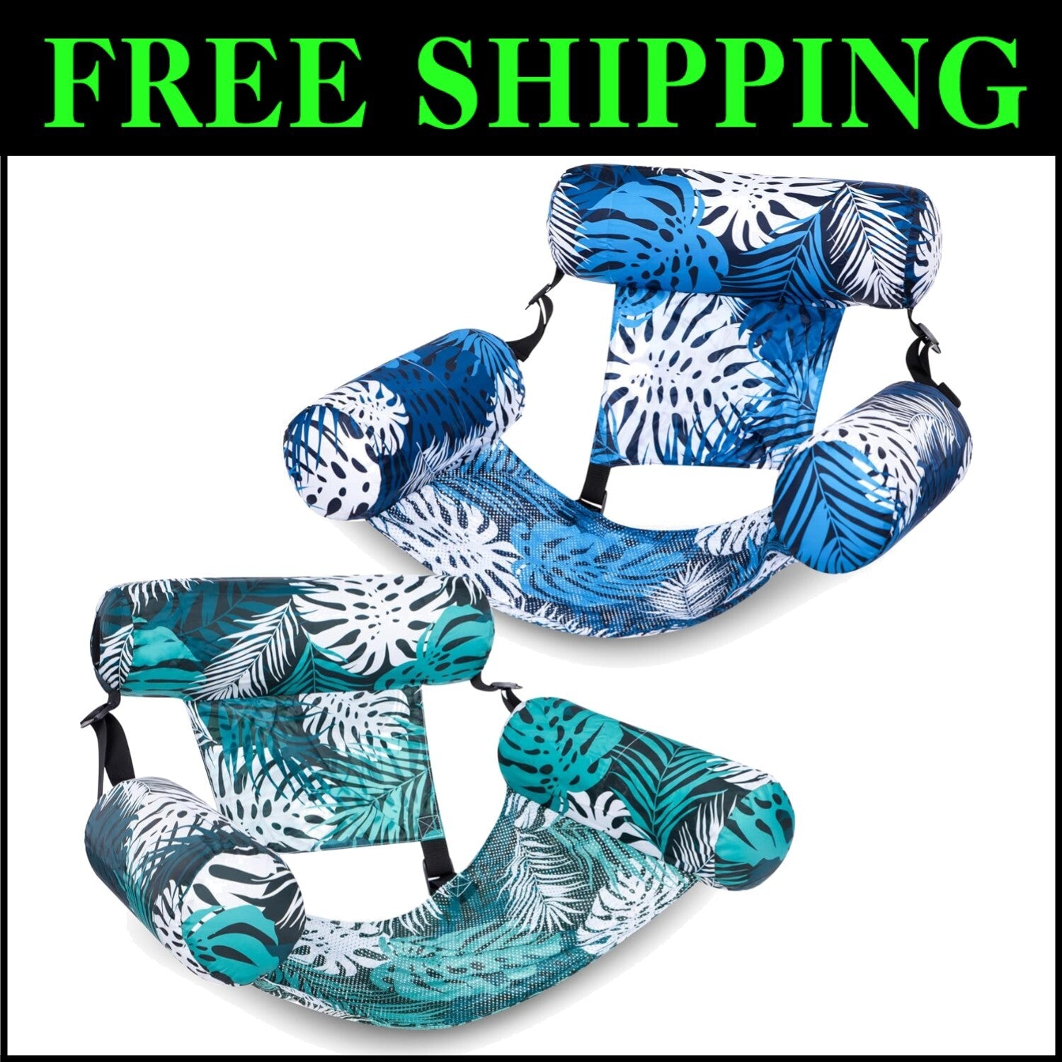 Tropical Themed Inflatable Pool Floats - Adjustable Lounge Chairs for Summer