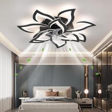 Load image into Gallery viewer, 32-Inch Black Flower Ceiling Fan with Remote &amp; Light - Ideal for Modern Homes