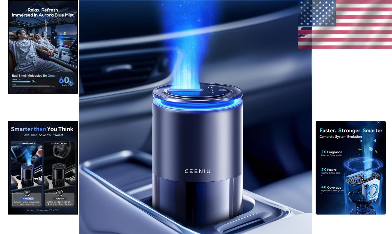 Luxury Car Air Freshener: 4-Month Lasting Fragrance & Stylish Ambient Light