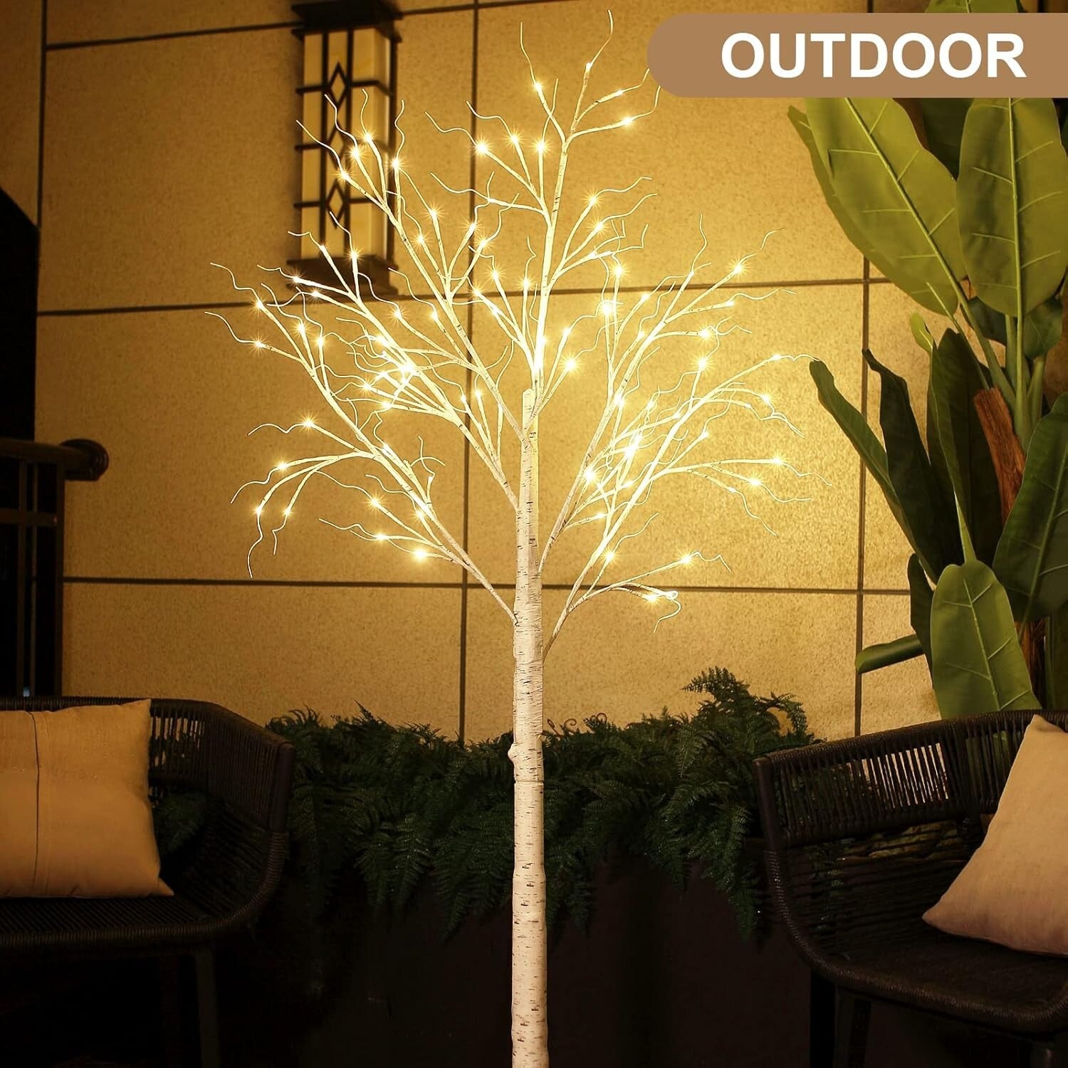 Customizable 6FT Birch Tree with 96 LED Lights - Ideal for Holidays and Events