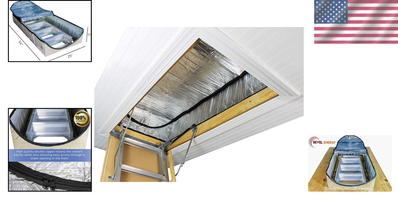 Efficient Attic Ladder Insulation Cover - Dust-Proof Zippered Design 25" x 54"
