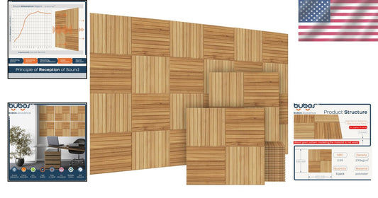 6-Pack 72x48'' Self-Adhesive Acoustic Panels - Decorative Soundproof Wall Art