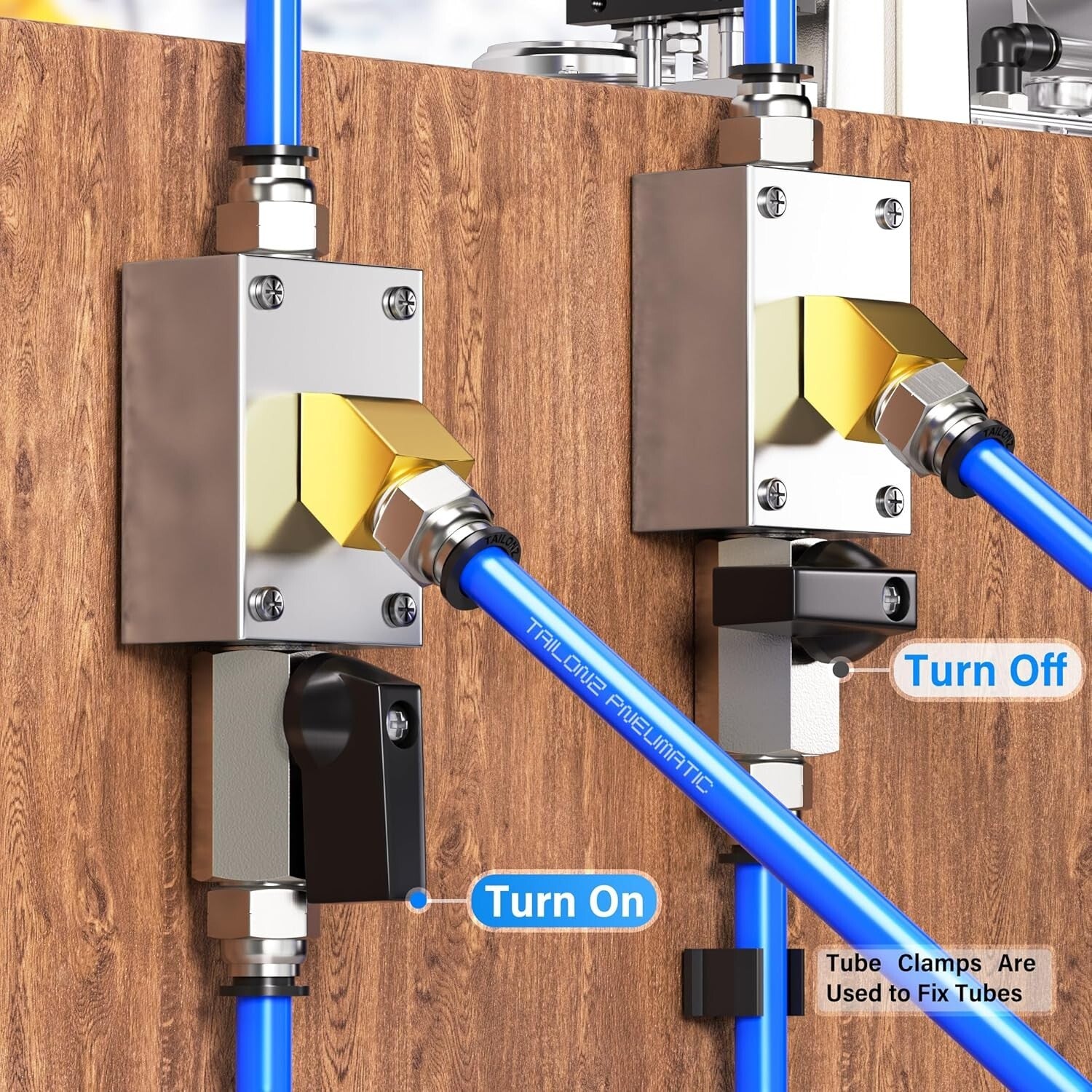 Blue 1/4" OD & 1/6" ID PU Air Tubing Hose - 100ft Flexible Fluid Transfer