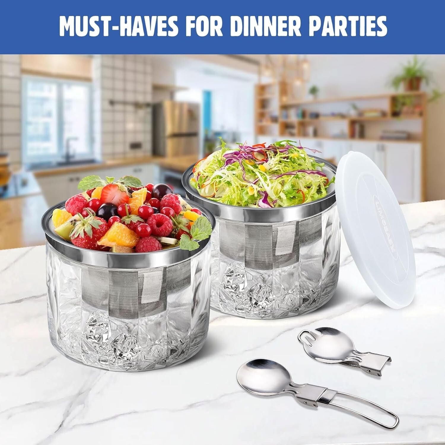 Elegant Chilled Dip Bowl Set with Ice Holder - Perfect for Outdoor Entertaining!