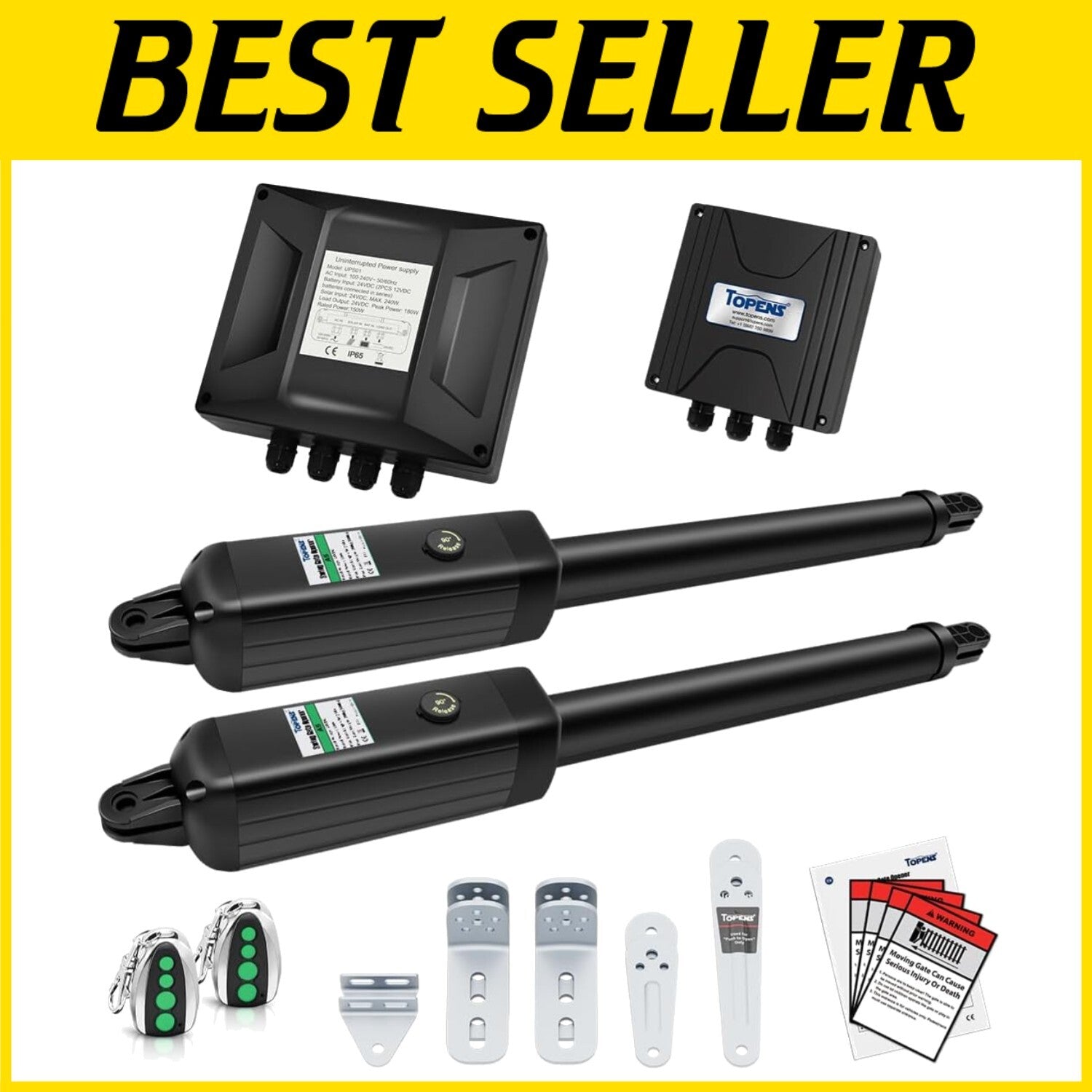 Automatic Dual Swing Gate Motor - 16ft, 550lbs with Remote Control & Solar Ready