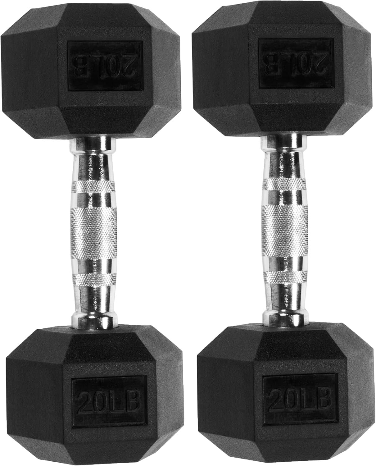 Durable Rubber Hex Dumbbells, 20LB Pair - Perfect for Strength Training