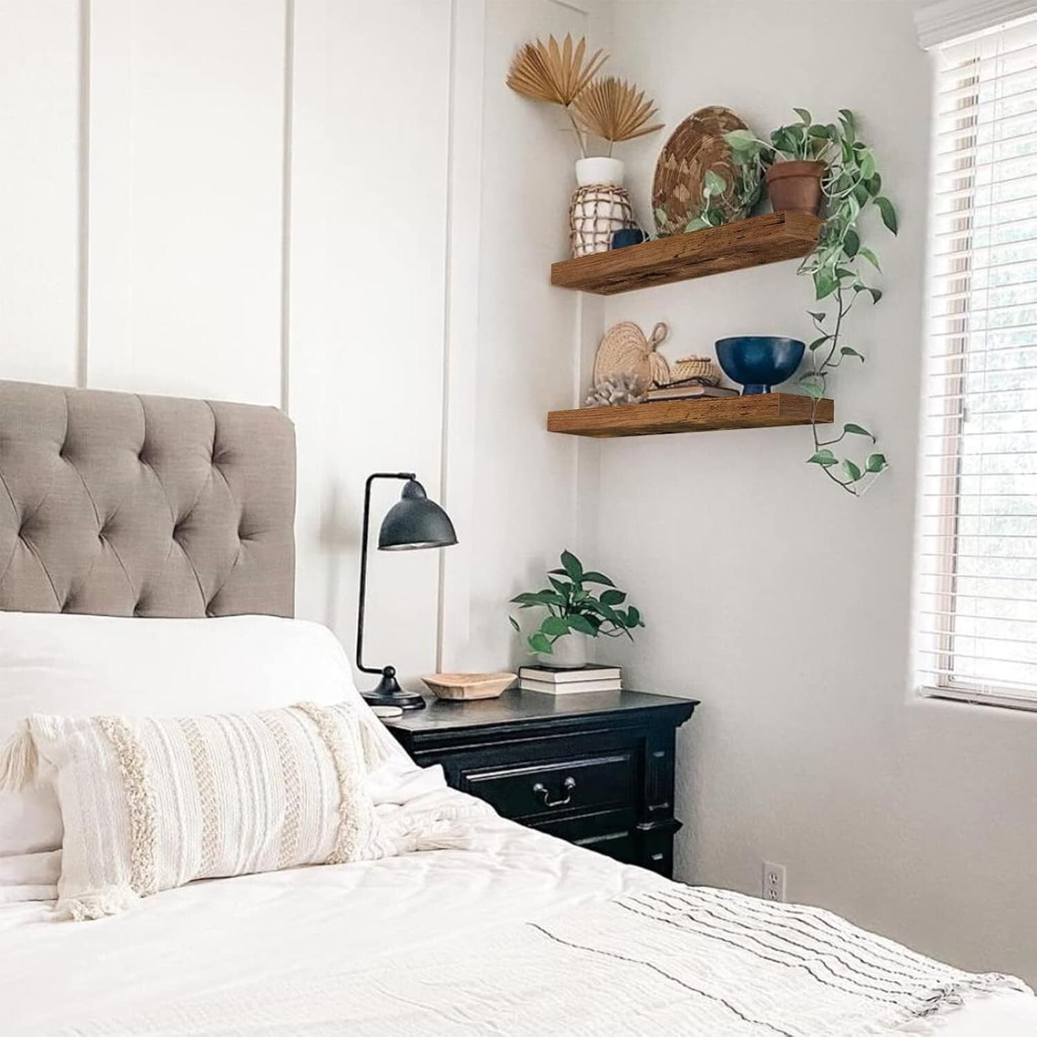 Multi-Functional 24'' Farmhouse Floating Wall Shelf Set for Home Organization