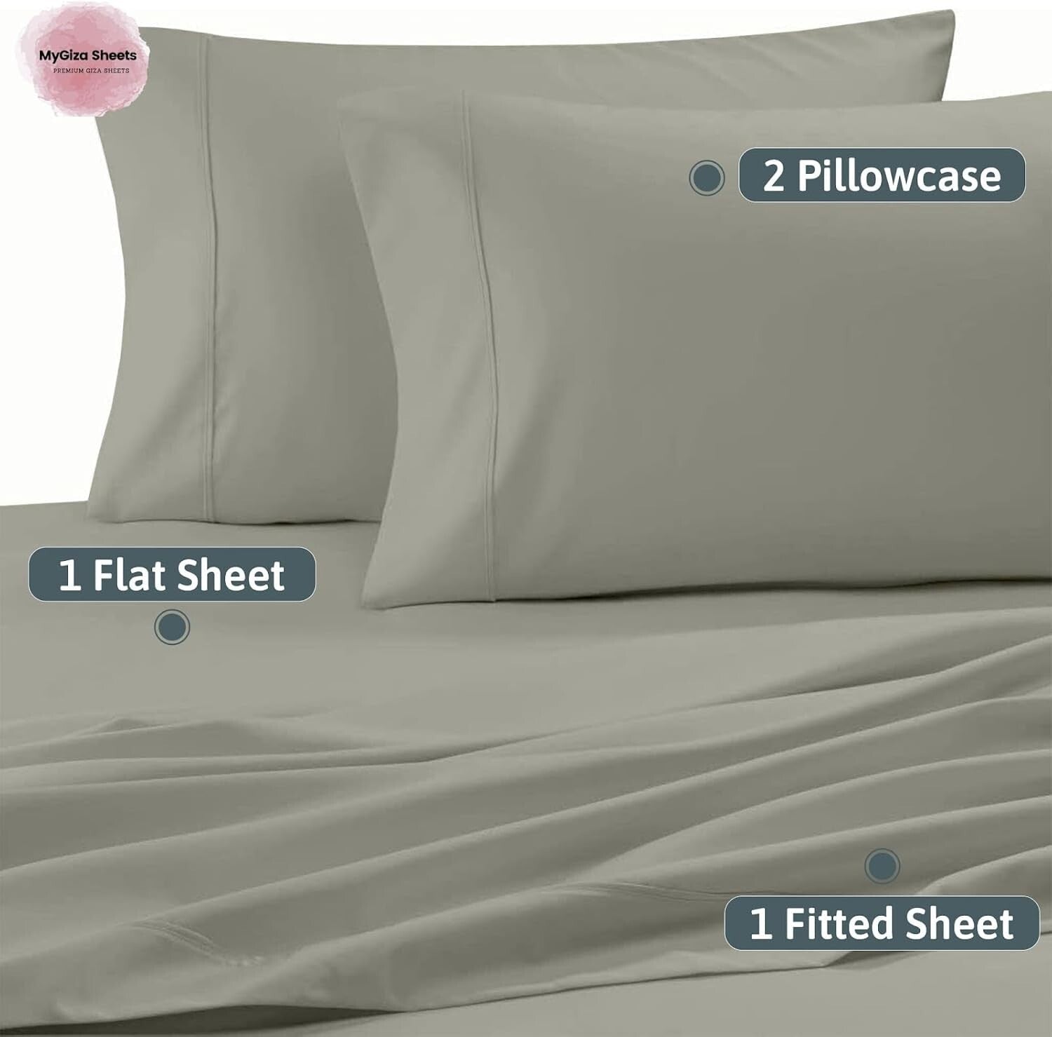 100% Certified Giza Cotton King Size Sheets Set - 4PC Deep Pocket Elegance