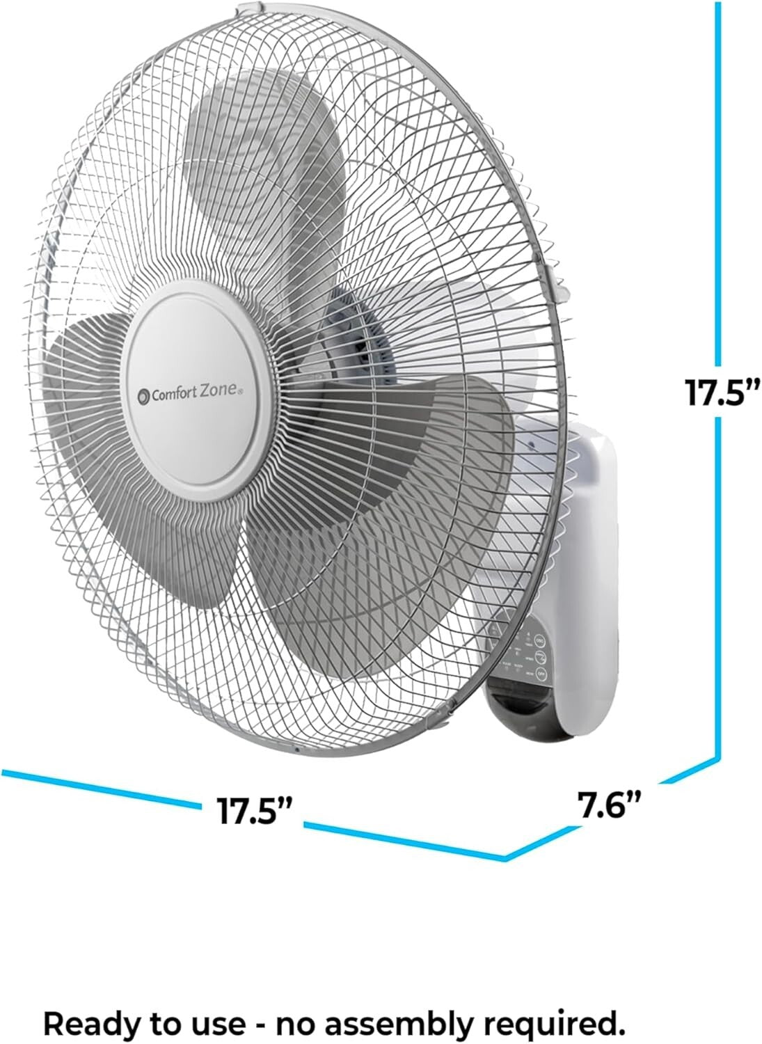 Adjustable 16-Inch Wall-Mount Fan with Remote - Perfect for Home, Office & Gym