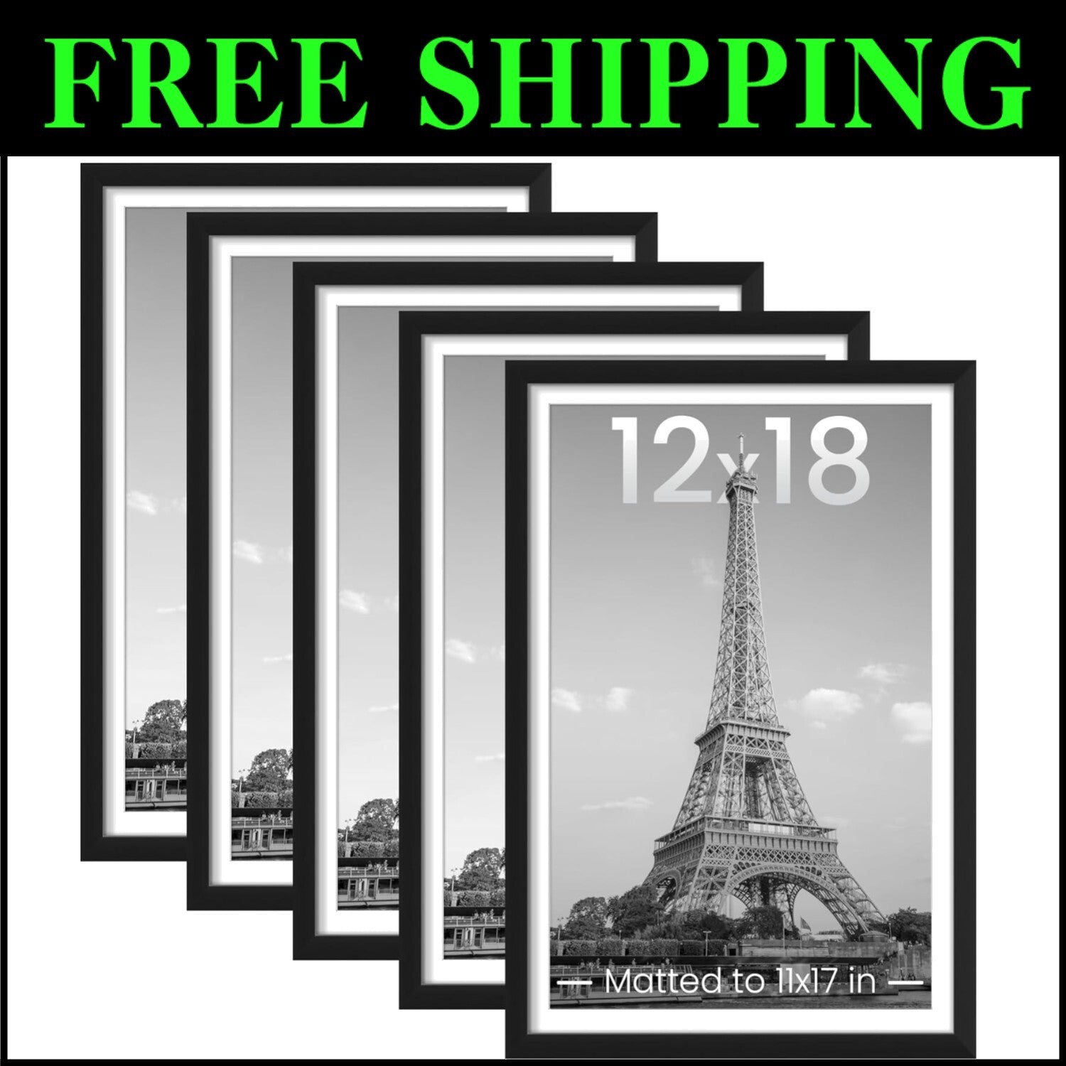 Classic 12x18 Wall Frames Set of 5 - Hang Horizontally or Vertically, Gift-Ready