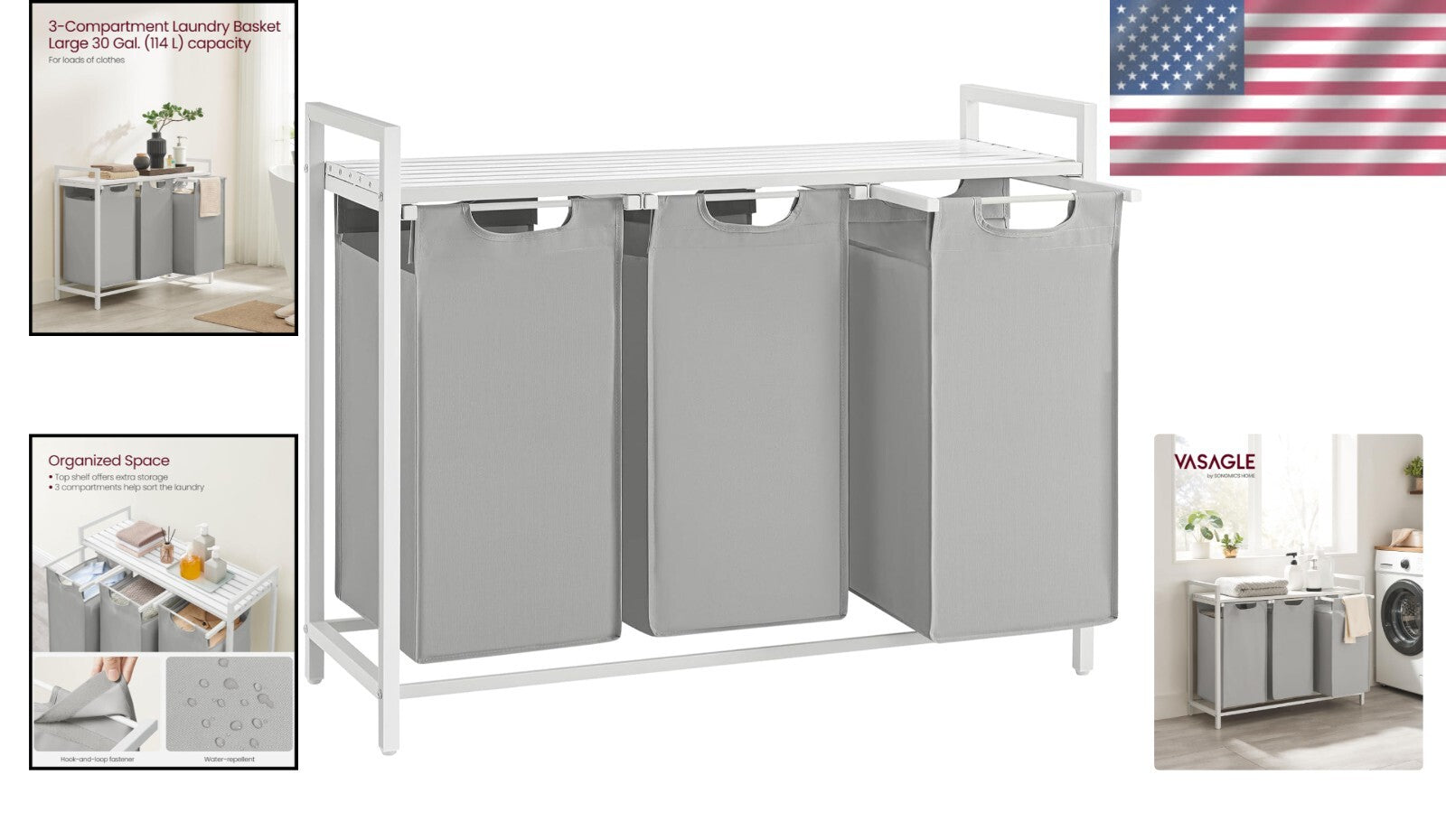 Elegant Versatile Laundry Hamper with Pull-Out Liners - Modern 36.4" Design