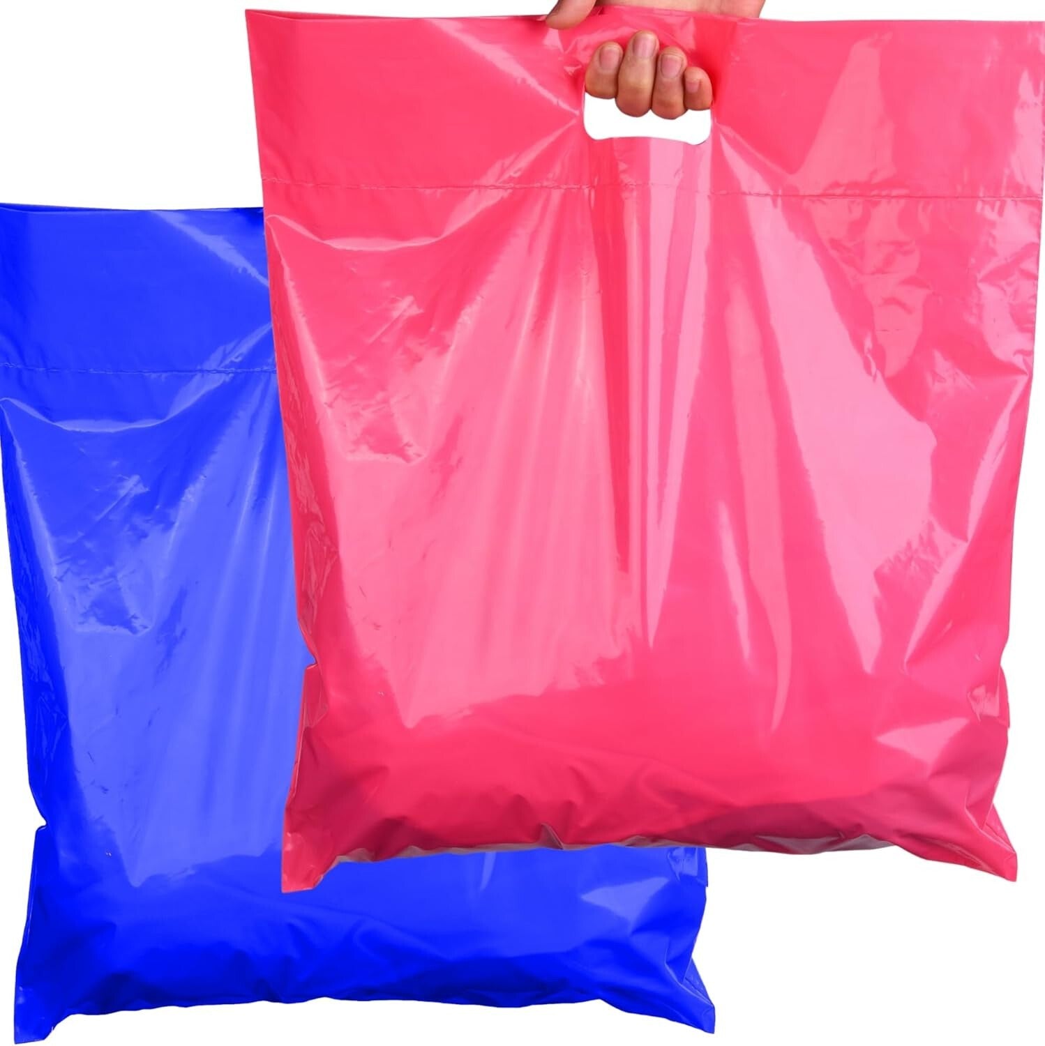16x18 Extra Large Plastic Shopping Bags with Handles - 100 Count Merchandising