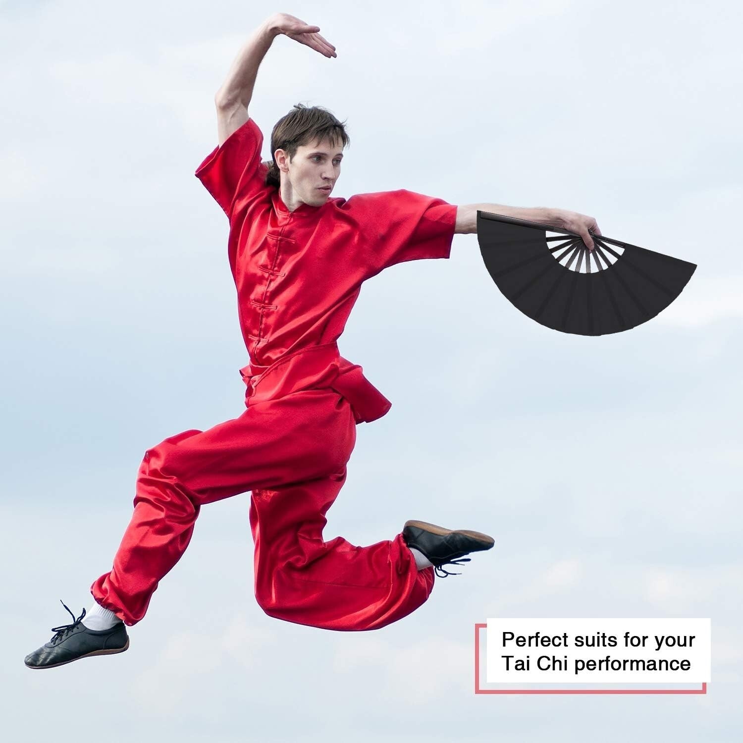 Stylish Handheld Tai Ji Fans - 6 Reusable Black Folding Fans for All Occasions