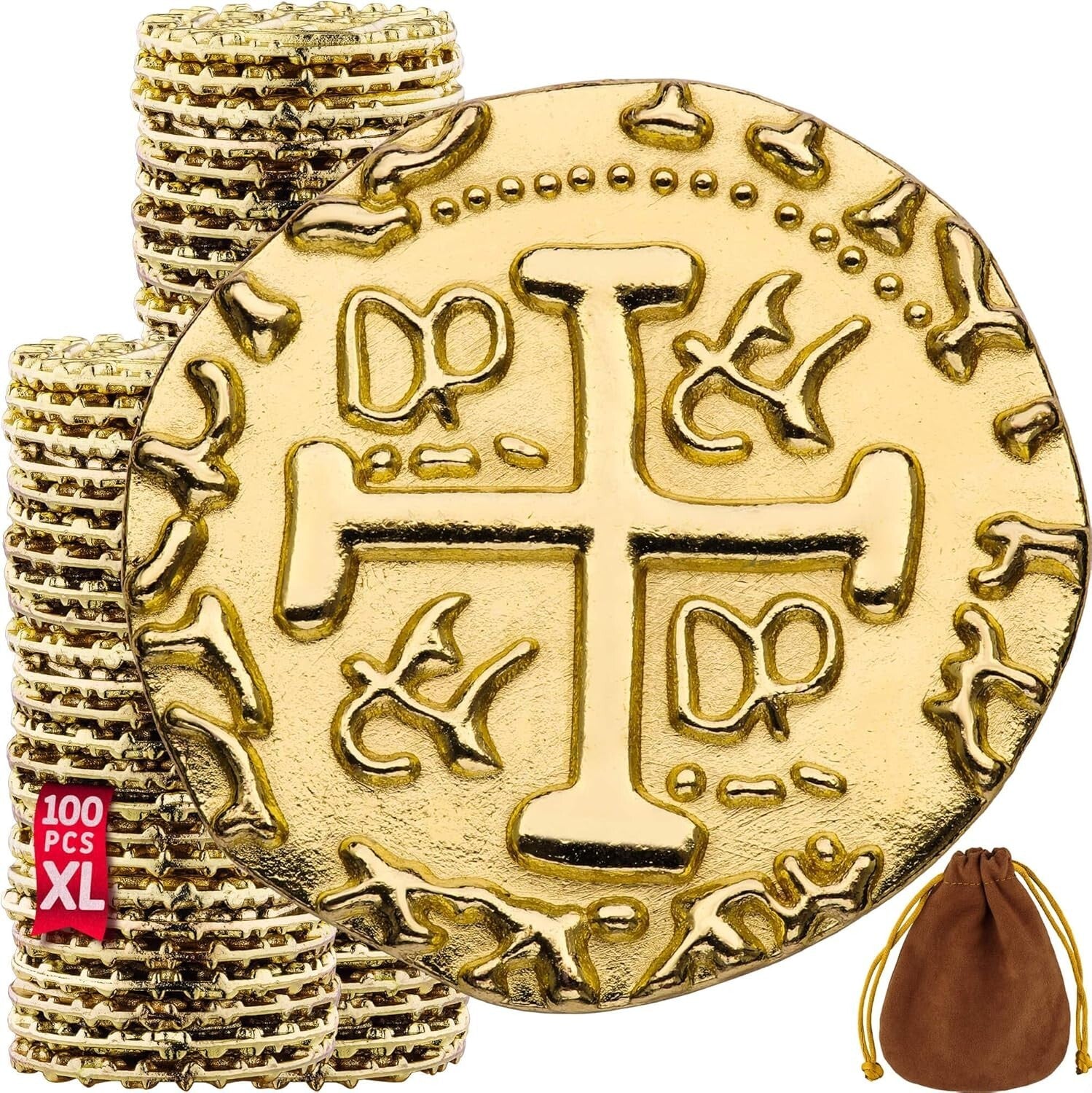 Authentic Gold Pirate Doubloons - 1.18 Inch Coins for Games and Celebrations