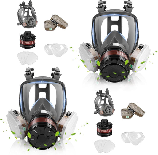 Comfort-Fit Full Face Gas Mask with 4 High-Efficiency Activated Carbon Filters
