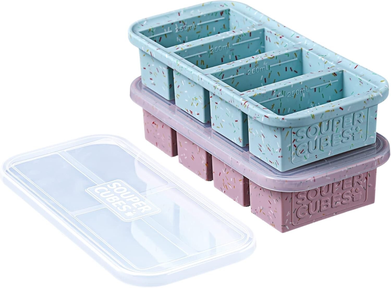 BPA-Free 1 Cup Silicone Freezer Tray with Convenient Lids for Organized Freezing