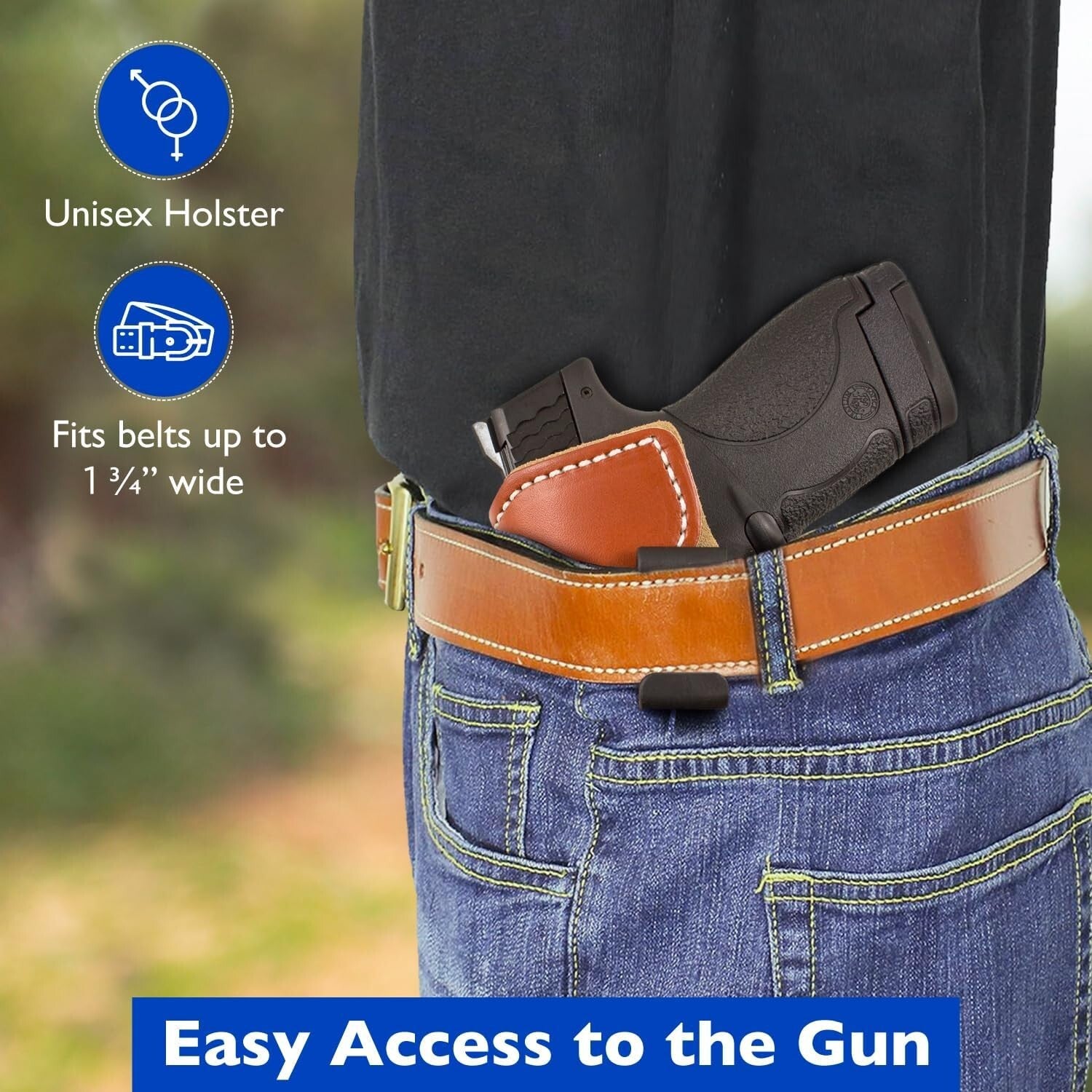 Premium Leather IWB Holster Fits S&W, Taurus & More - Discreet Right Hand Draw
