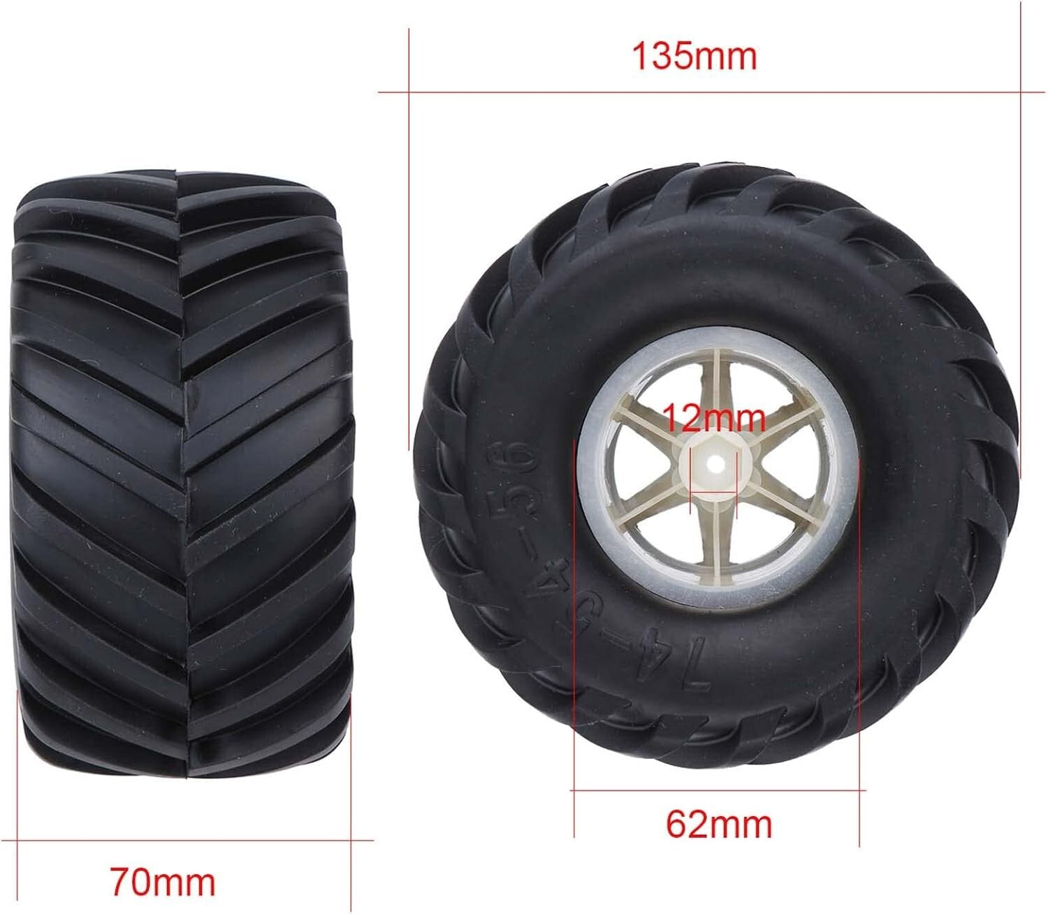 1:10 Scale Rubber Tire & Wheel Set – 4PCS for HPI Tamiya Kyosho - Easy Install