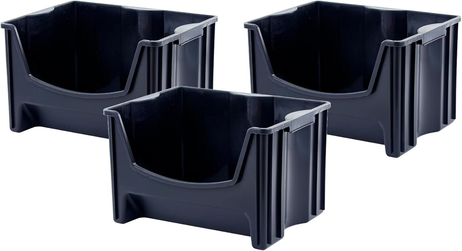 3-Piece Jumbo Stackable Storage Container Set, Durable with Extra-Large Handles