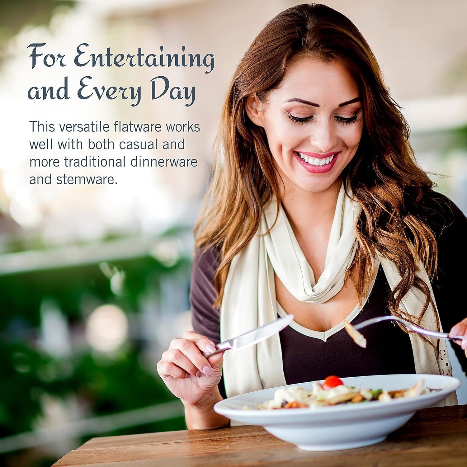 Elegant 65-Piece Bravo Silverware Set - Stain Resistant, Dishwasher Safe Design