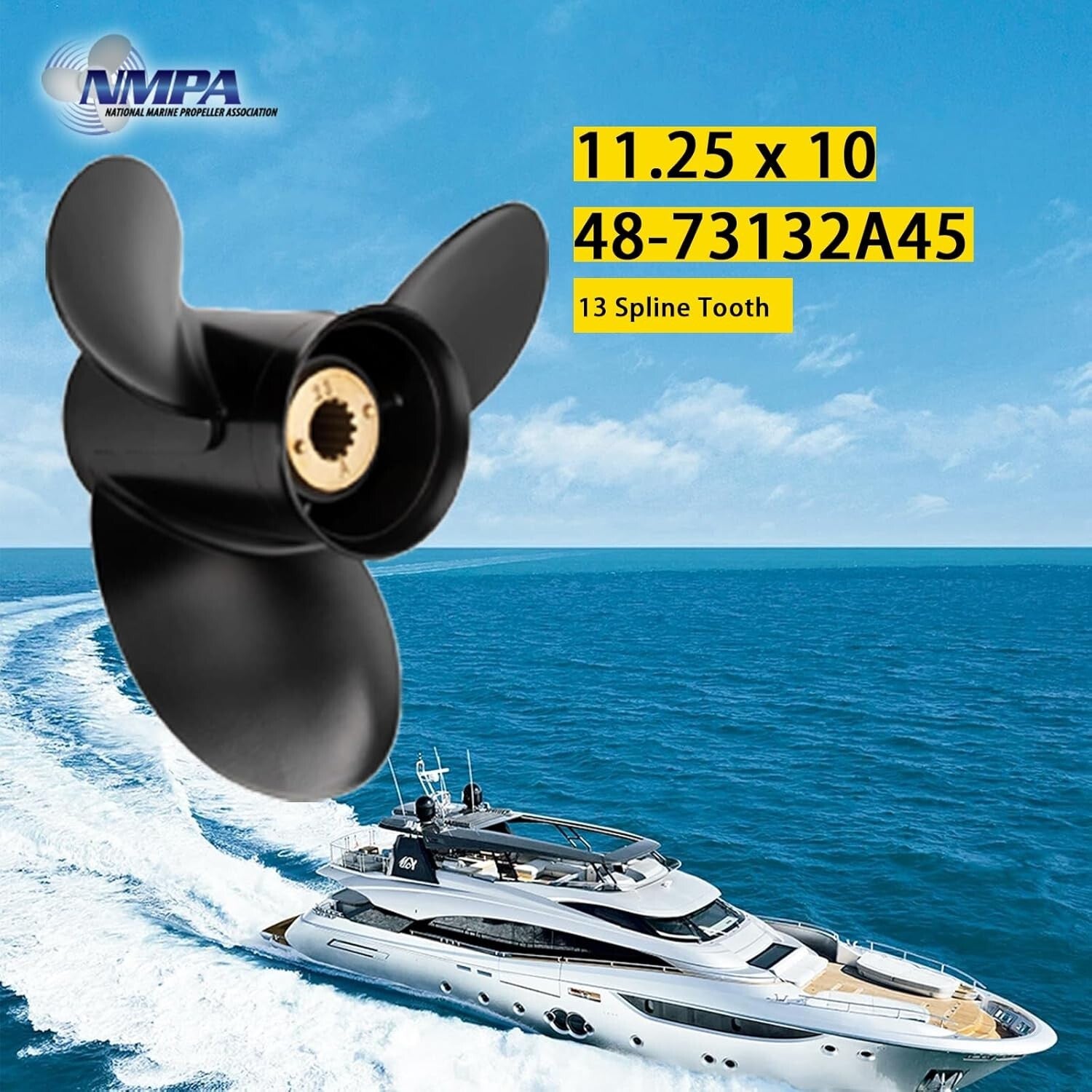 Durable Aluminum 13 Spline Propeller for Mercury Engines 30-70HP, Easy Install