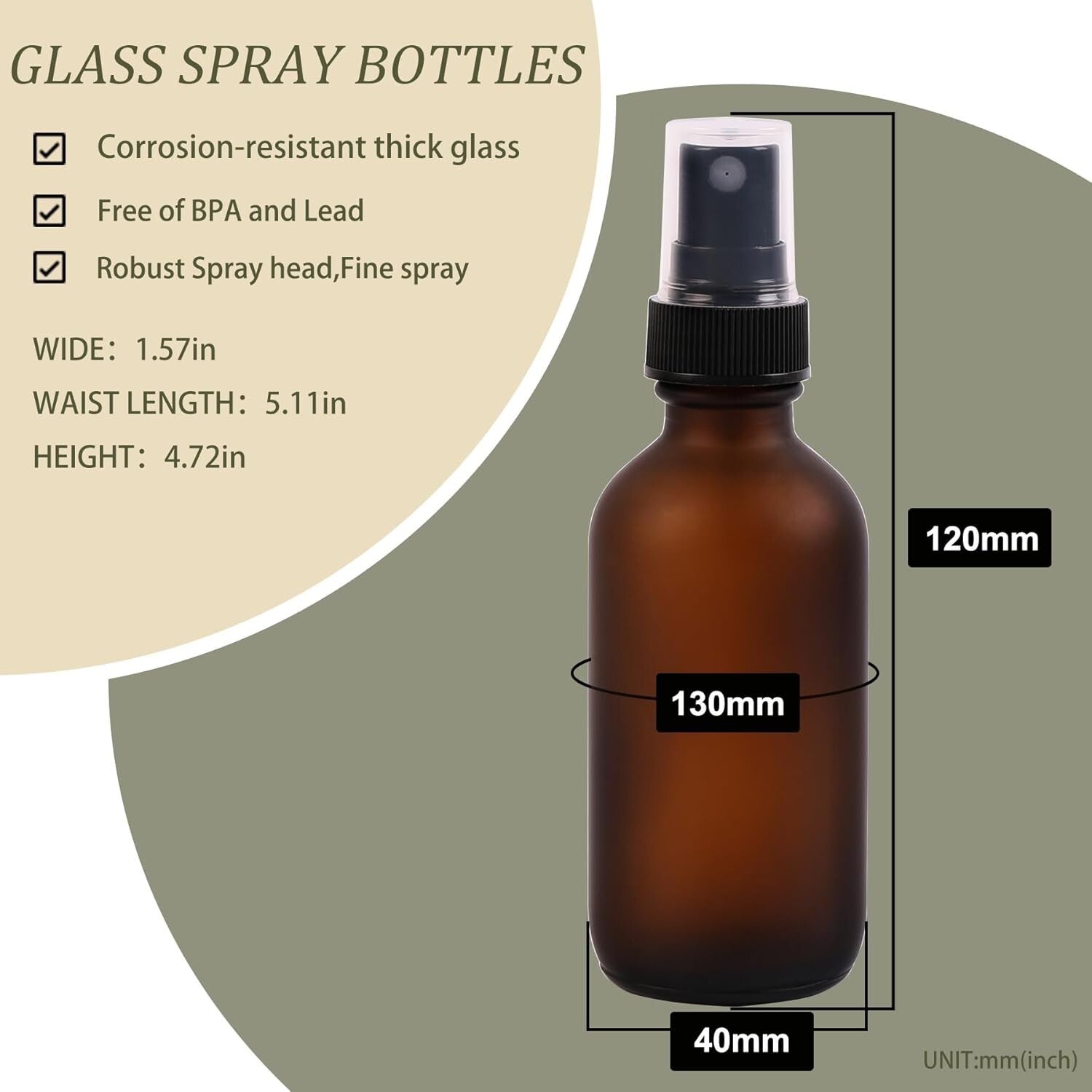 Multi-Purpose 2 oz Reusable Amber Spray Bottles - 48 Pack for Beauty & Cleaning
