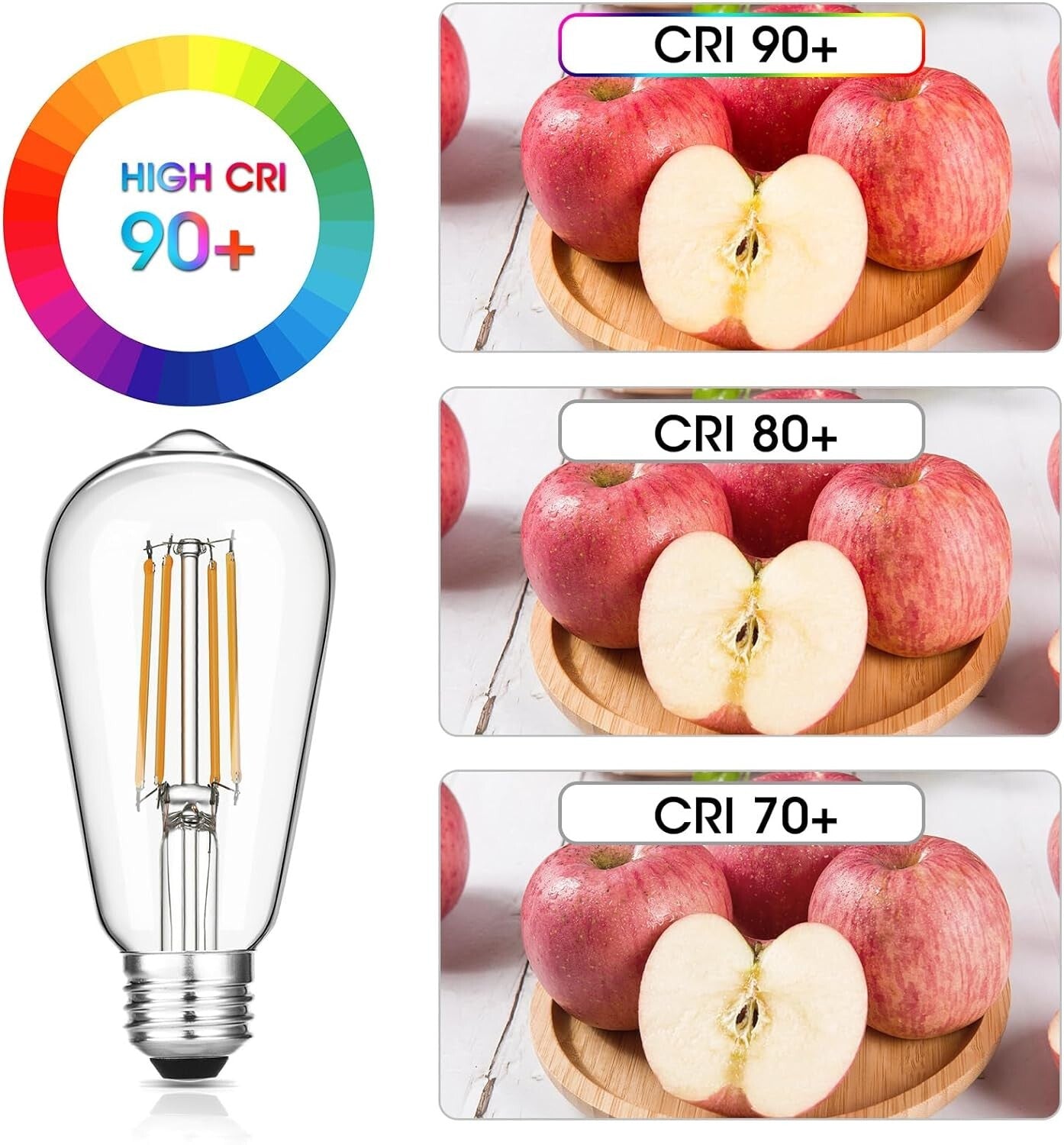 Elegant ST58 Vintage LED Bulb Pack of 24 - 6W, Dimmable Bright 750 Lumens