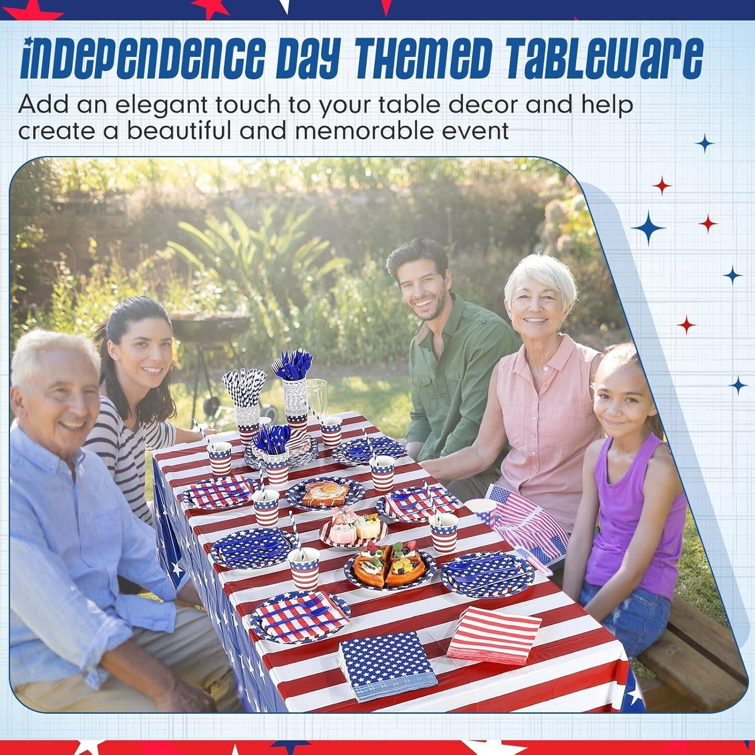 American Flag Themed 452 Pcs Disposable Party Set for 4th of July Festivities