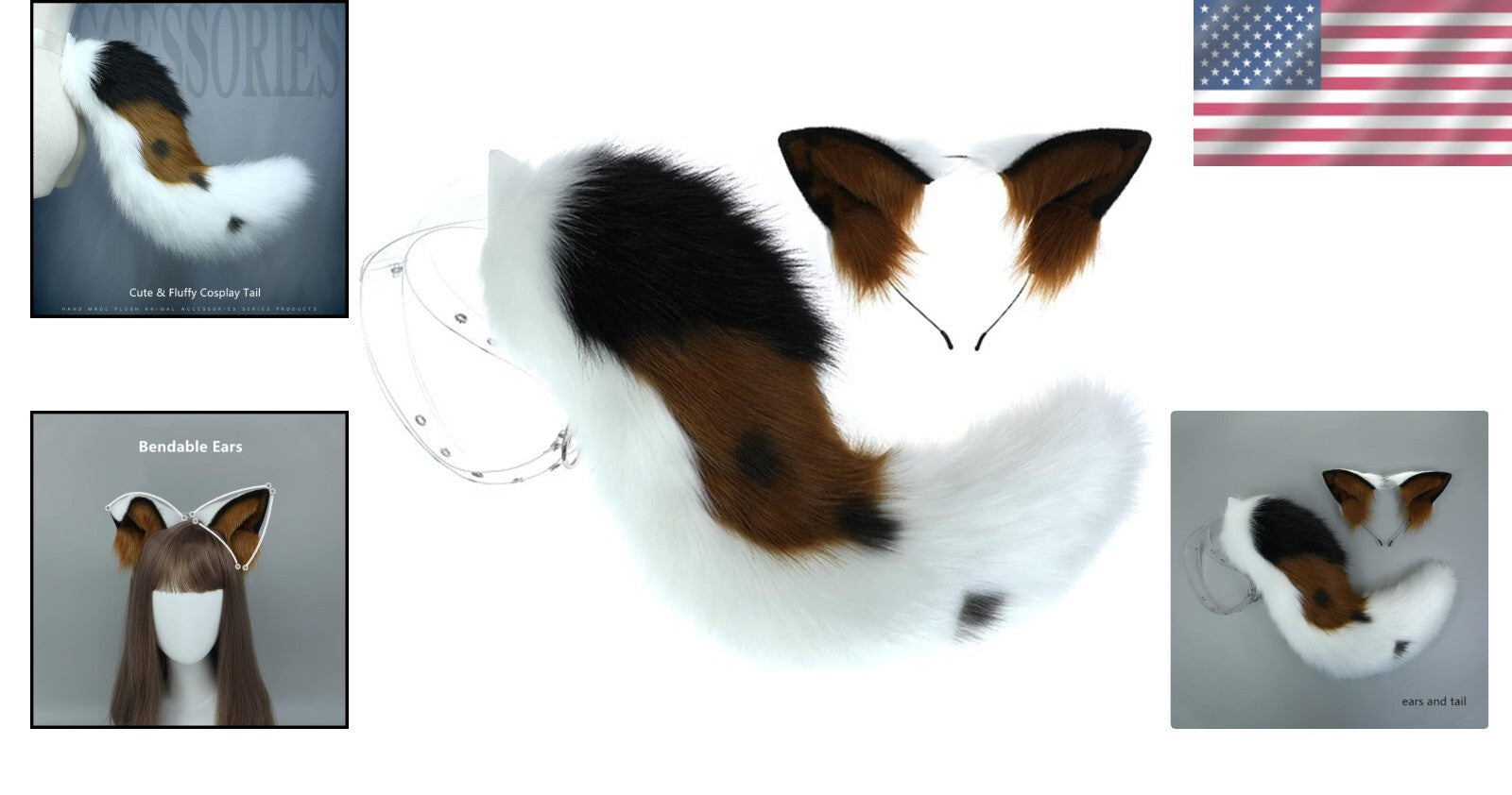 Lightweight Animal Ears and Tail Costume Accessory - Perfect for Halloween Fun