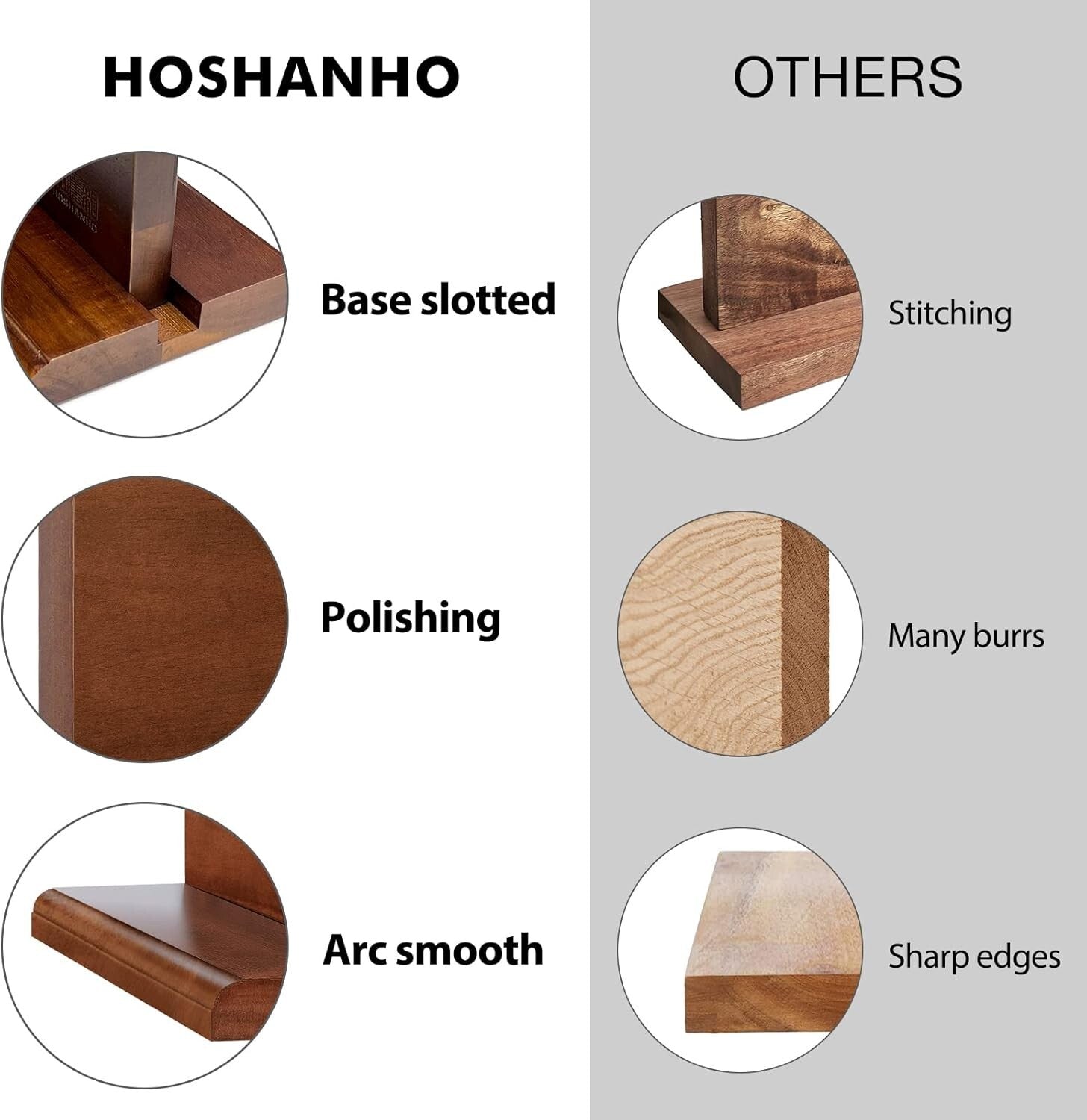 14x10 Magnetic Knife Holder Rack - Stylish Acacia Wood with Built-In Sharpener