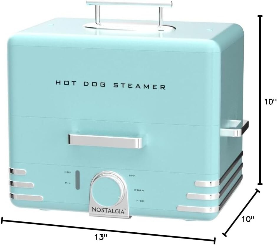Aqua Hot Dog Steamer with Bun Warmer - Perfect for Parties & Gatherings