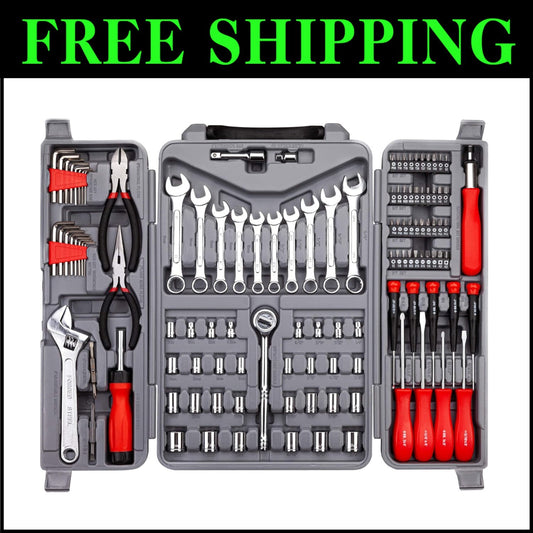 Heat-Treated 123-Piece Tool Set in Red - Perfect for DIY Projects and Repairs