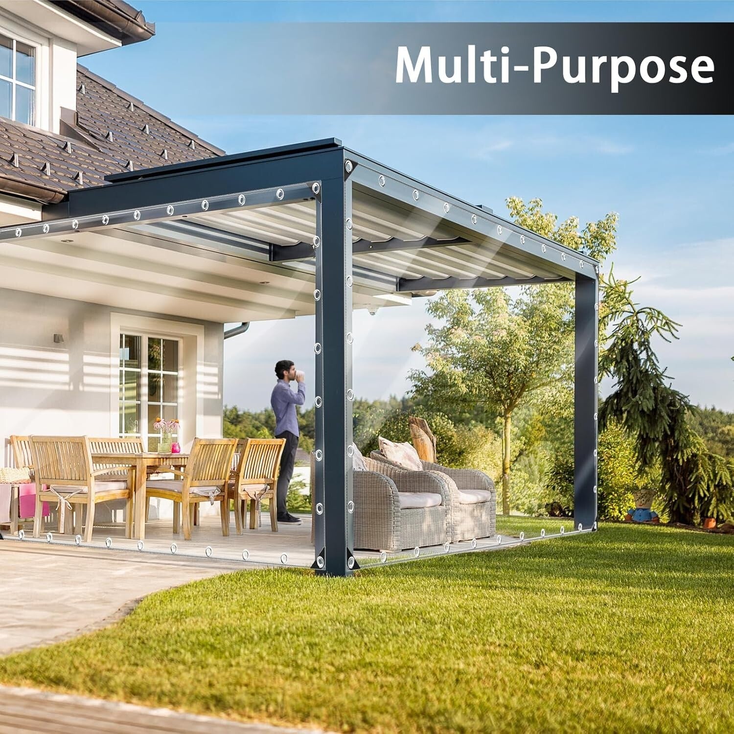 Multi-Purpose Clear Waterproof Tarp 6x20 ft - Perfect for Camping & Greenhouses