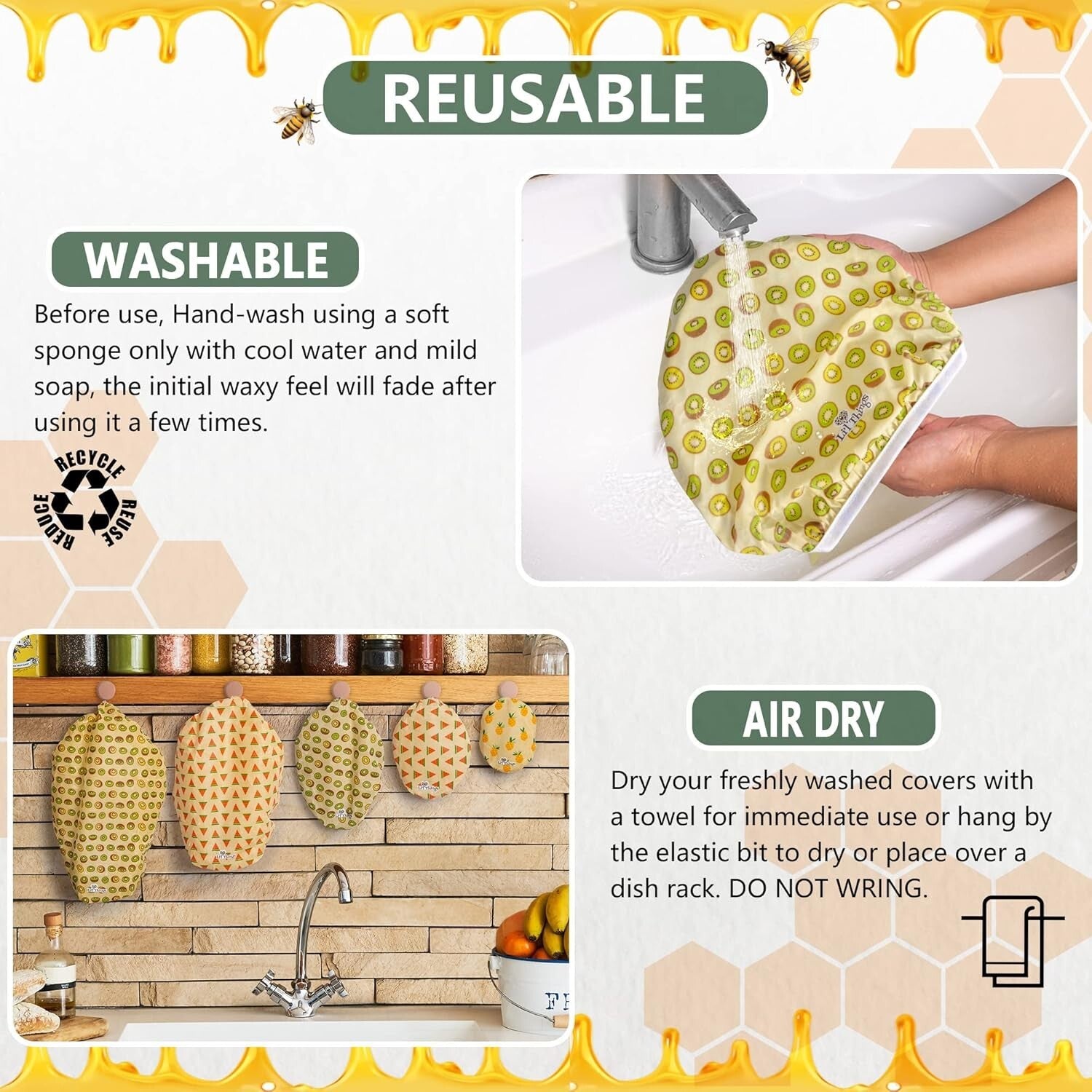 Fruity Theme Beeswax Food Covers - Elastic, Reusable, and Eco-Friendly Solution