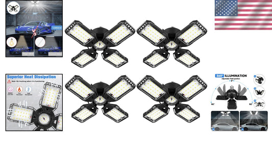 Energy-Saving 12000Lumen LED Garage Lights with Adjustable Deformable Panels