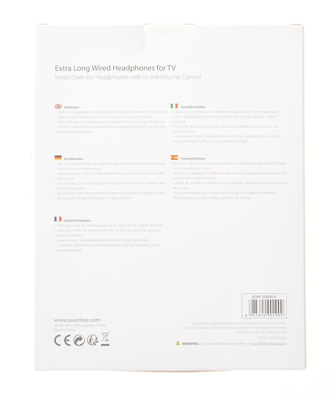 16.4ft Long Coiled Cord Headphones Over-Ear with Volume Control & Stereo Sound