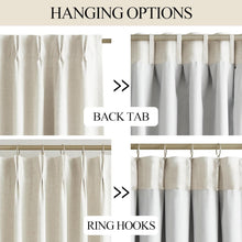 Load image into Gallery viewer, Luxury 2-Panel Blackout Curtains - Natural Linen Blended Pinch Pleat Style 90”
