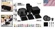 Load image into Gallery viewer, 350 Pcs Black Plastic Party Plates &amp; Utensils - Durable, BPA-Free, Easy Cleanup