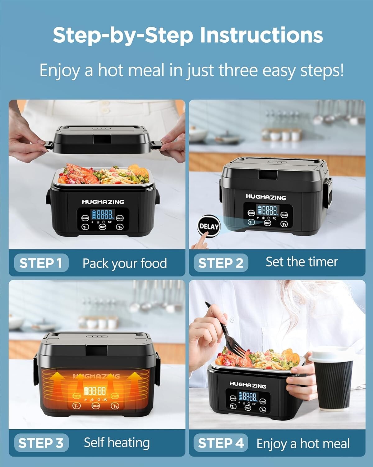 1100ML Cordless Electric Lunch Box - Ideal for Office, Outdoor, and Road Meals