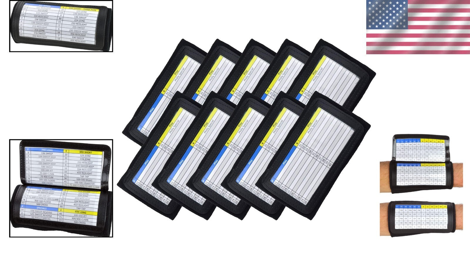 Pack of 10 Youth Wristbands for Football & Baseball - Triple Play Coach System